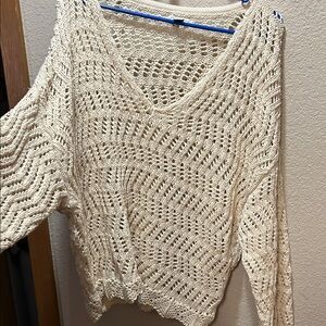 American Eagle Outfitters Cream V-Neck Sweater